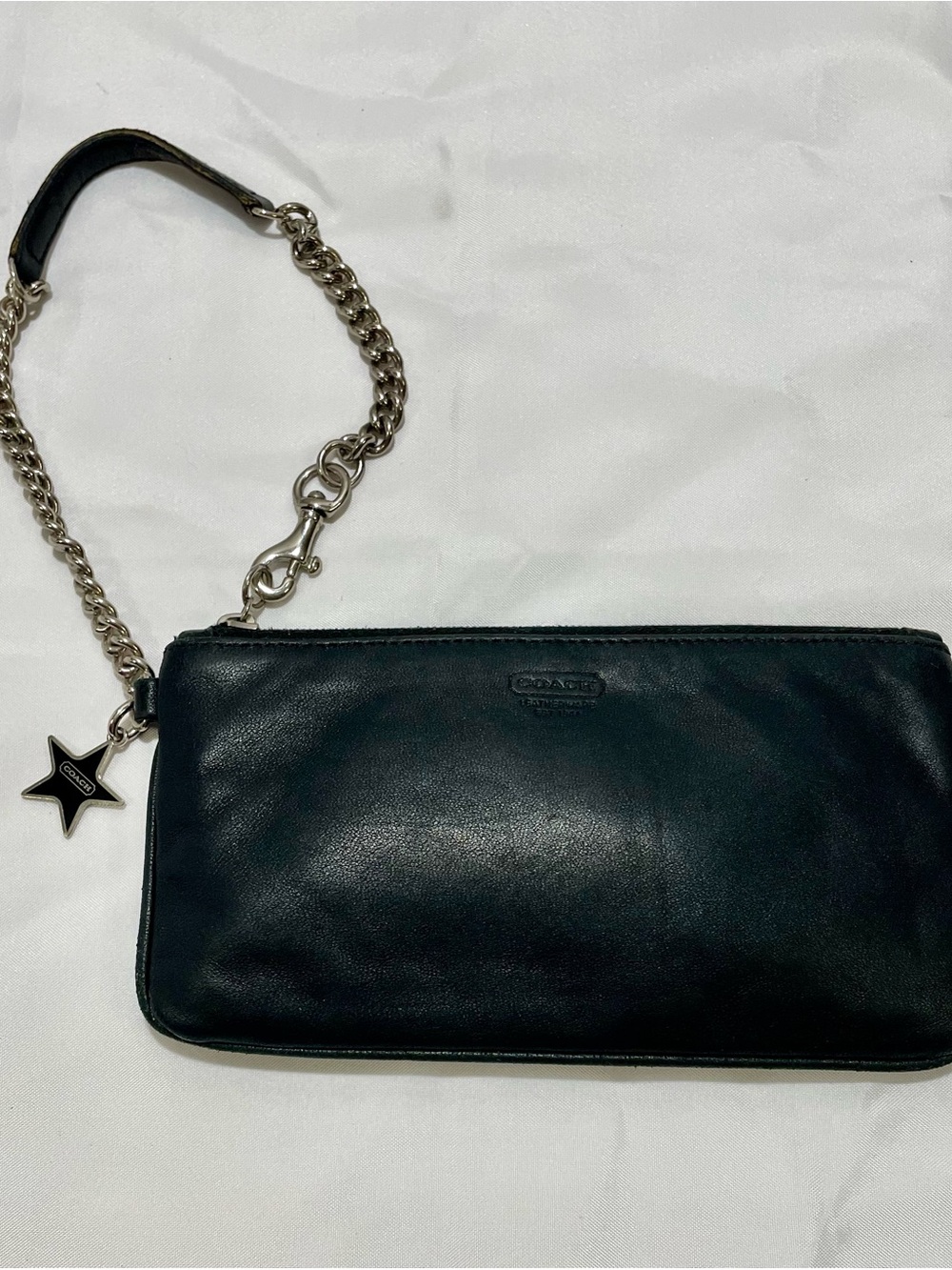 Coach Black Leather Top-Zip Wristlet/Pouch  💎Vintage,  Y2K💎
